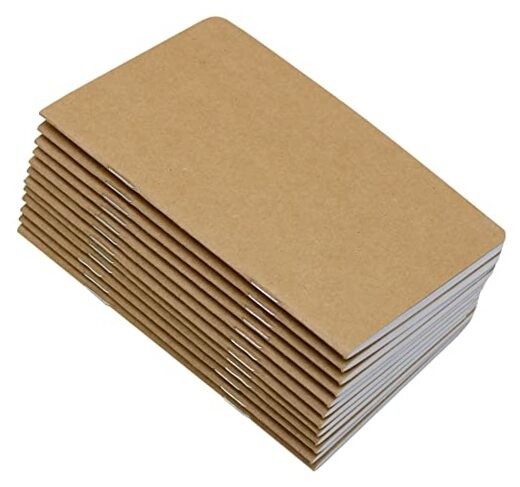  12 Pcs 5.5 Inch x 3.5 Inch Cover Pocket Notebook 32 Lined(Pack of 12) Brown