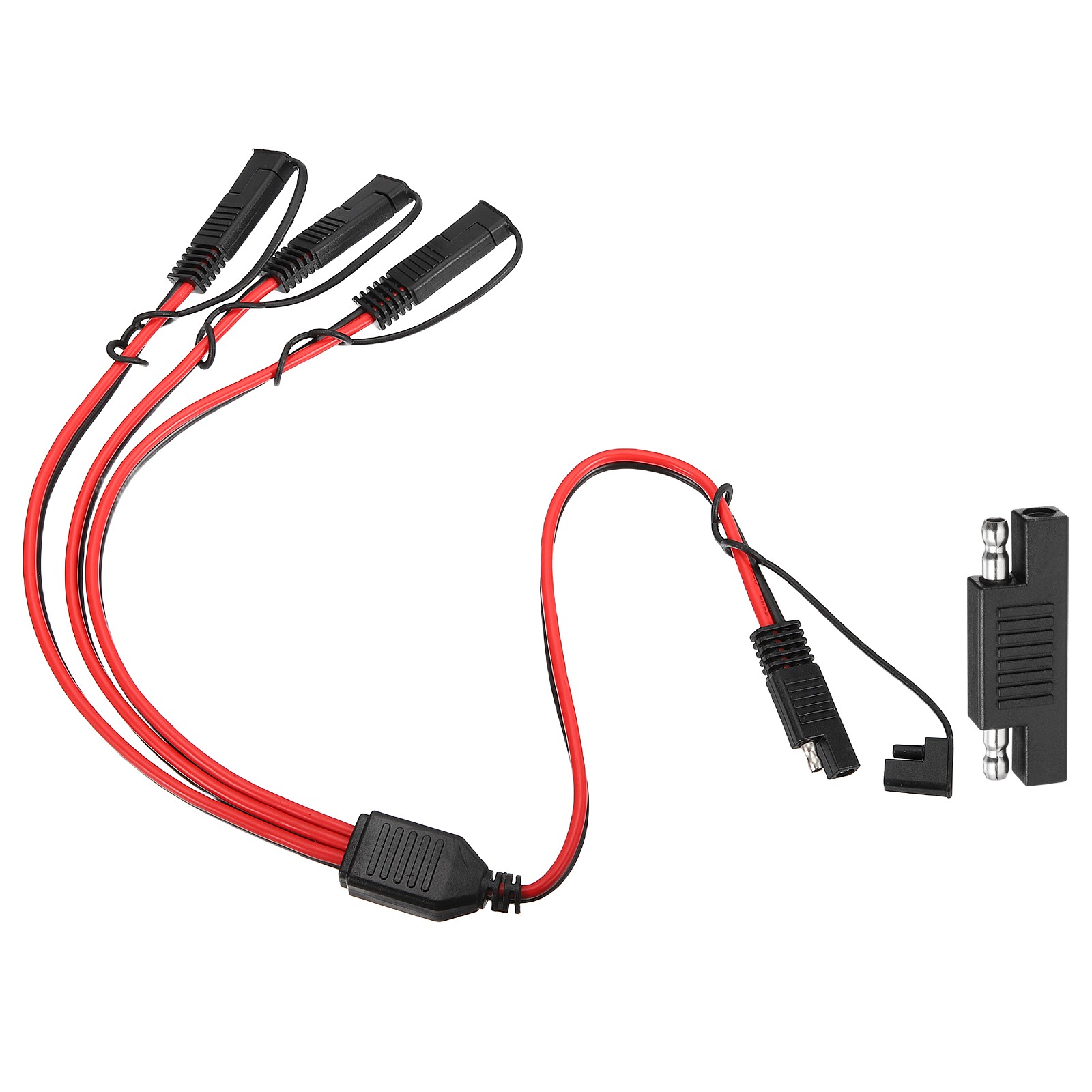 12AWG SAE Y Splitter 1 to 3 Cable 1.8 ft with Caps & Polarity Reverse Adapter