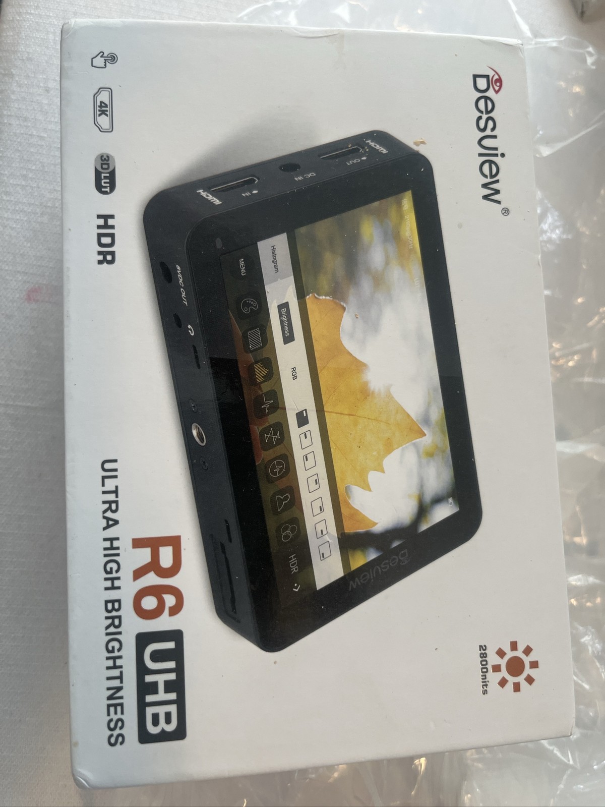 Desview R6 UHB 5.5” 4K HDMI Camera Field Monitor HDR 2800 Nits UNTESTED w/ Box