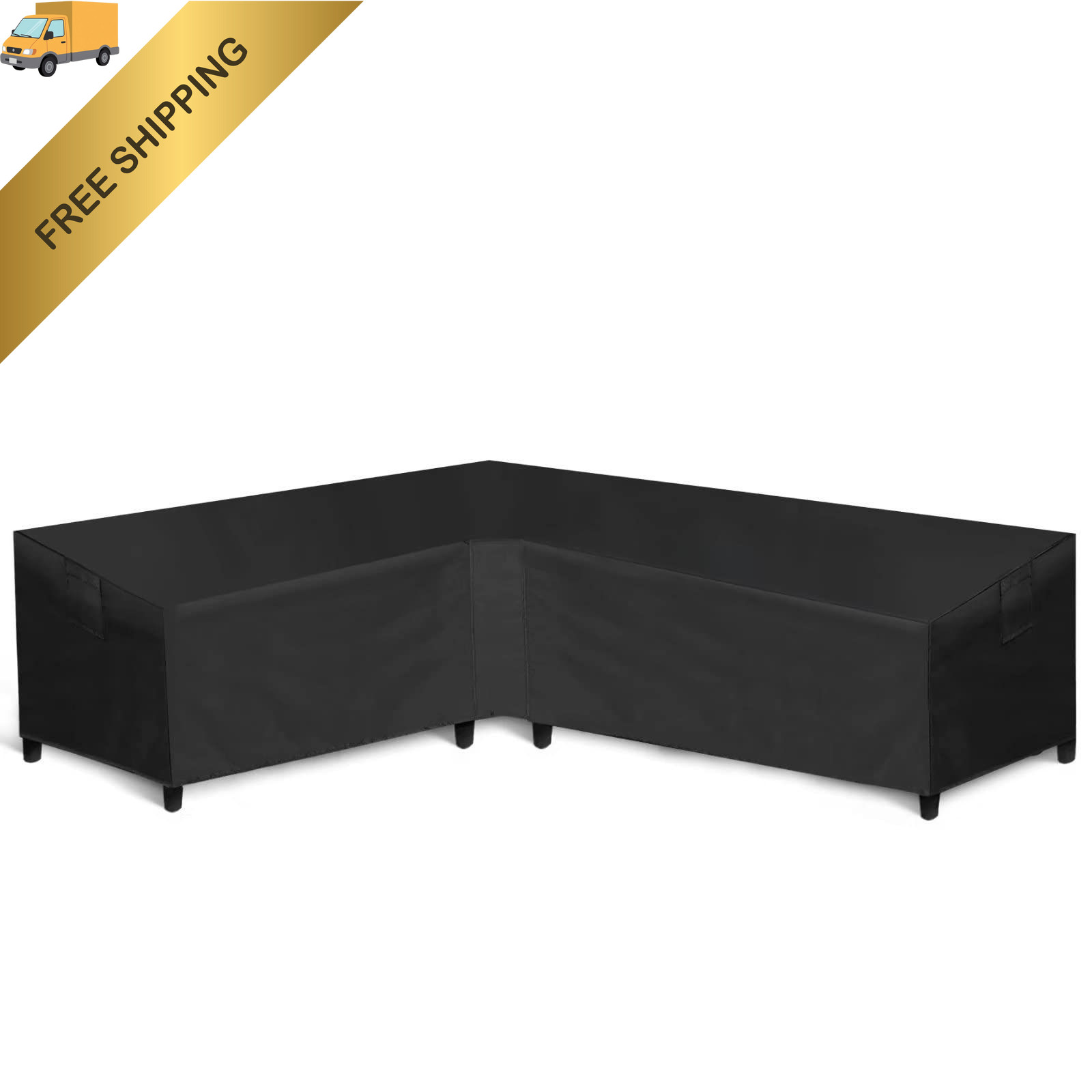WLEAFJ Patio L-Shaped Sectional Sofa Left Facing-83'' x 104'', Black 