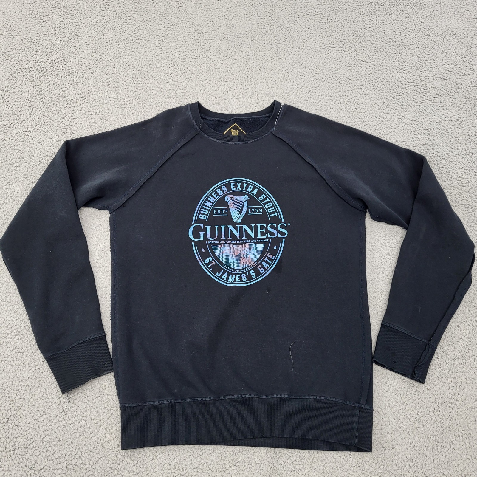 Guinness Sweatshirt Mens 2XL XXL Black Guinness Extra Stout 1759 Pullover