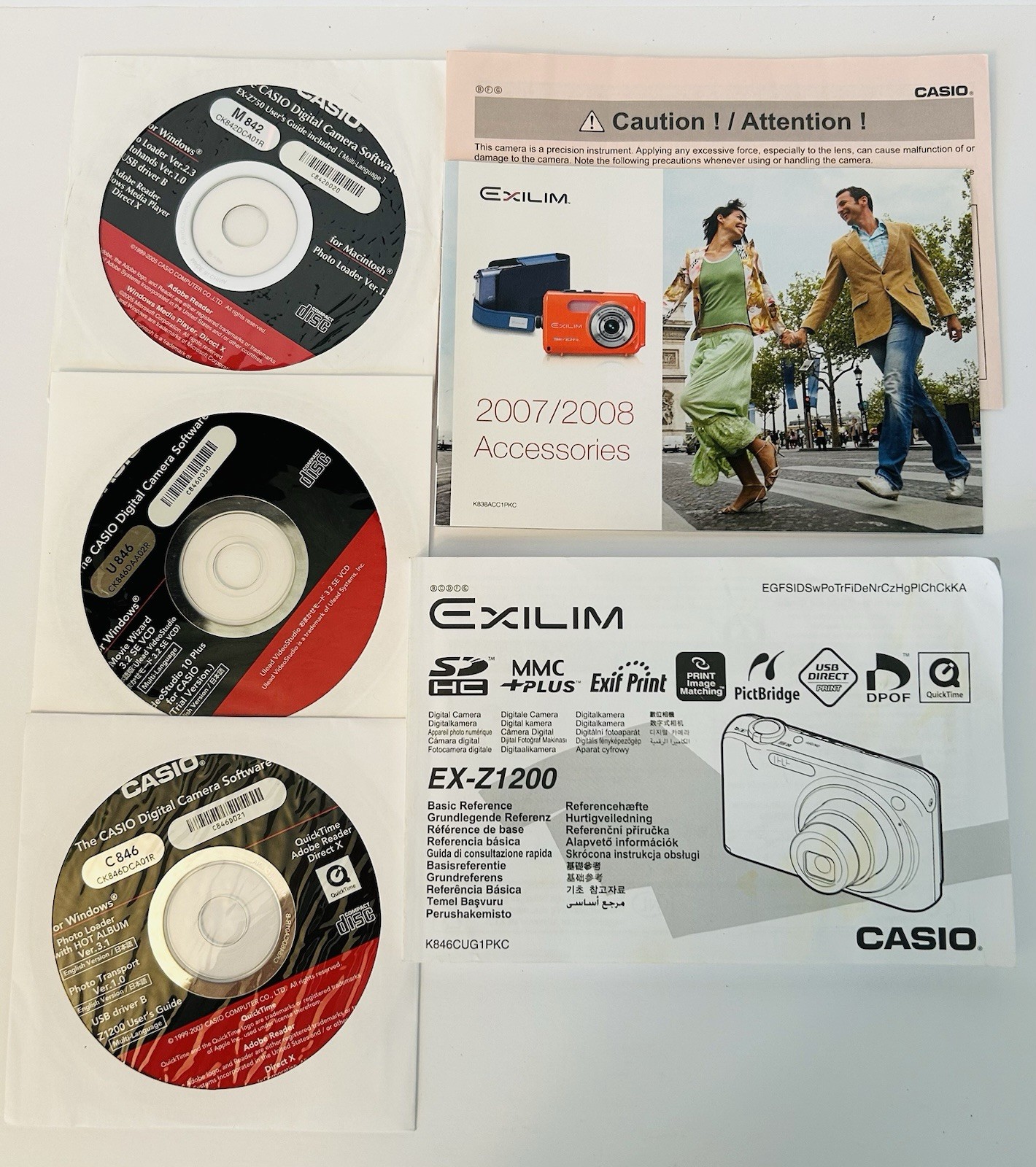 Casio Exilim EX-Z1200 Digital Camera Instruction Booklet & CD Dics