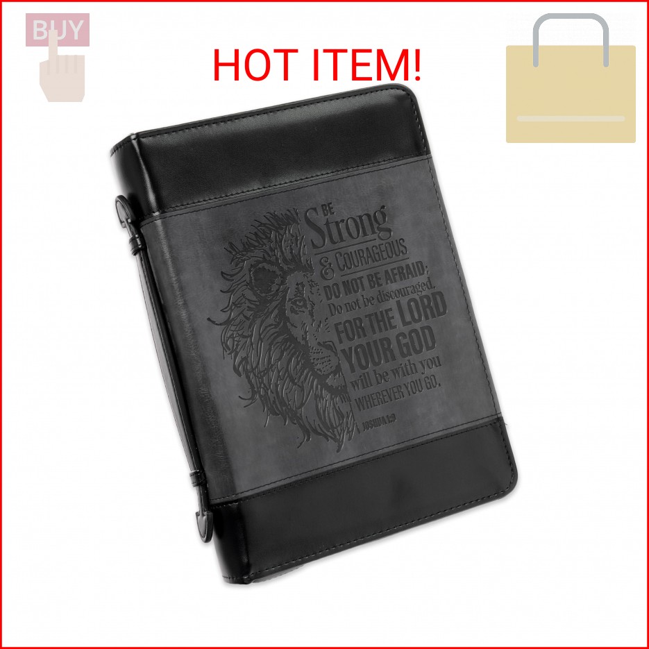 Christian Art Gifts Classic Faux Leather Bible Cover for Men and Women: Be Stron