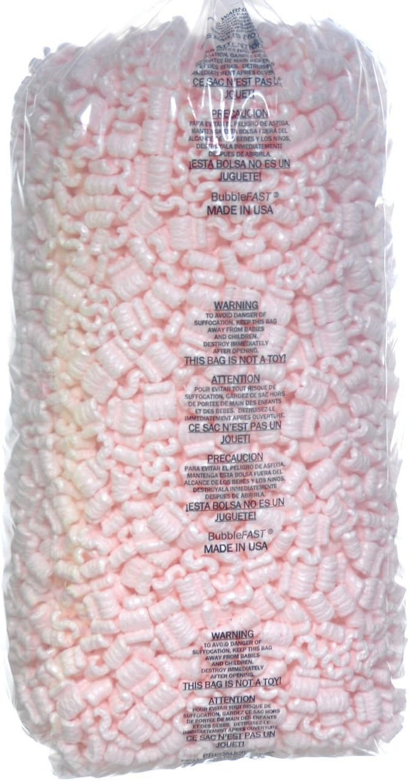 One Bag Branded 3.5 Cu. Ft. (22.5 Gallons) Pink Anti-Static Packing Peanuts 