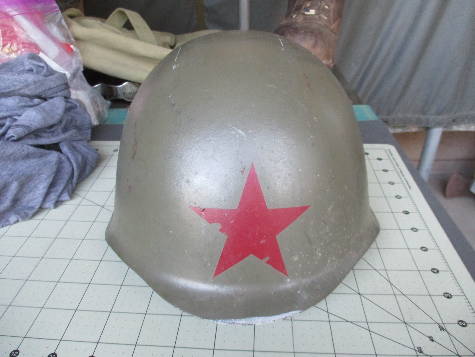 WWII Russian Style Steel Helmet with Red Star