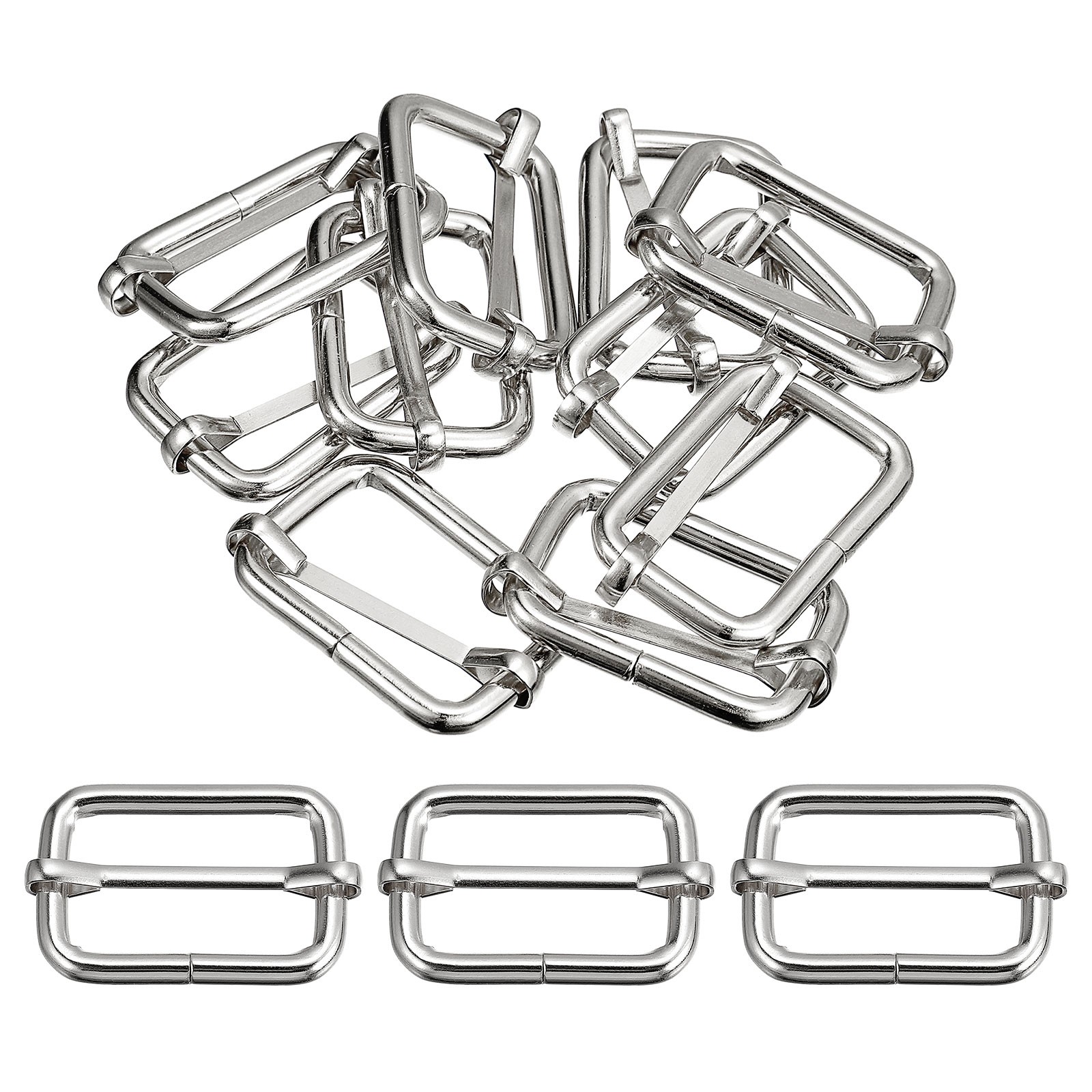 Slides Buckles, 20pcs 32x20x4.8mm Metal Roller Pin Buckles, Silver Tone
