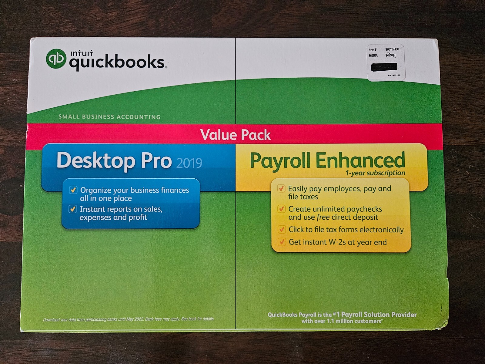 Intuit QUICKBOOKS DESKTOP PRO 2019  = NOT A SUBSCRIPTION = NEW SEALED BOX!