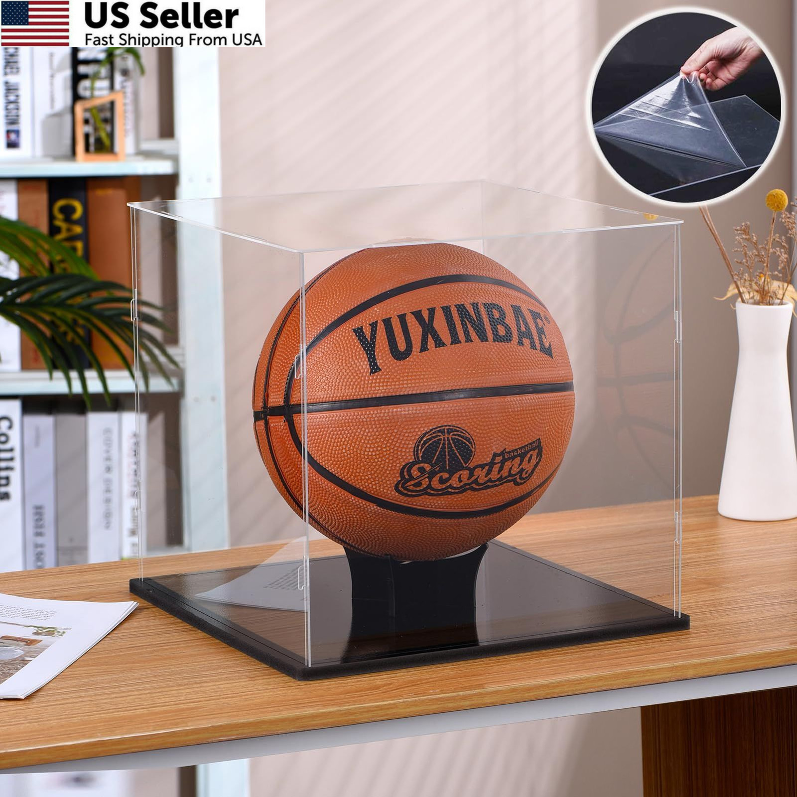 UV Protected Clear Acrylic Basketball Display Case for Autographed Memorabilia 