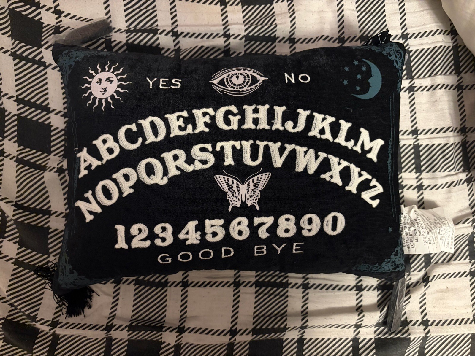 Dark Enchantment Halloween Ouija Board Decorative Pillow Black 18 x 13 in