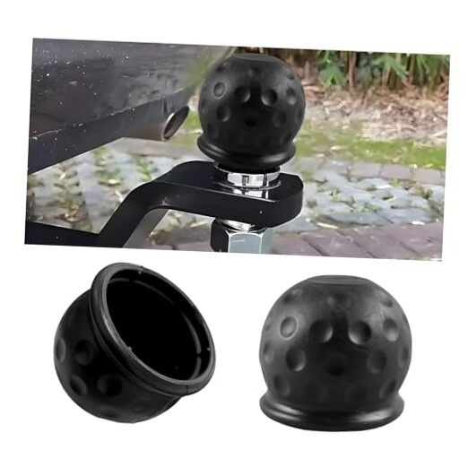 2 PCS Trailer Ball Cover, 2 Inch ID Rubber Towball Protector Trailer Black