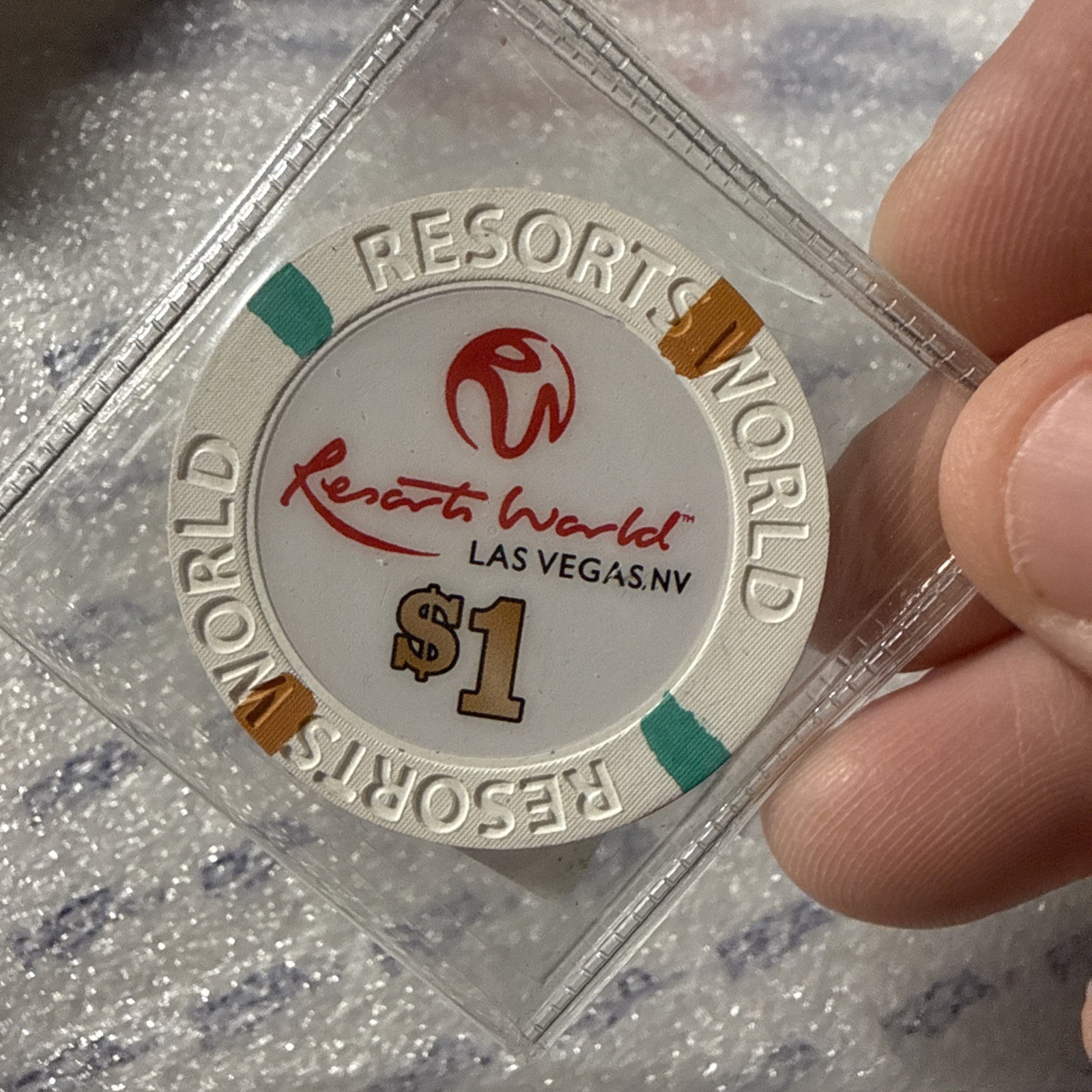 $1 Las Vegas Resorts World Casino Chip Uncirculated Protective Sleeve