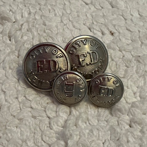 Vintage City of New York Fire Department Buttons Silver (Set Of 4)