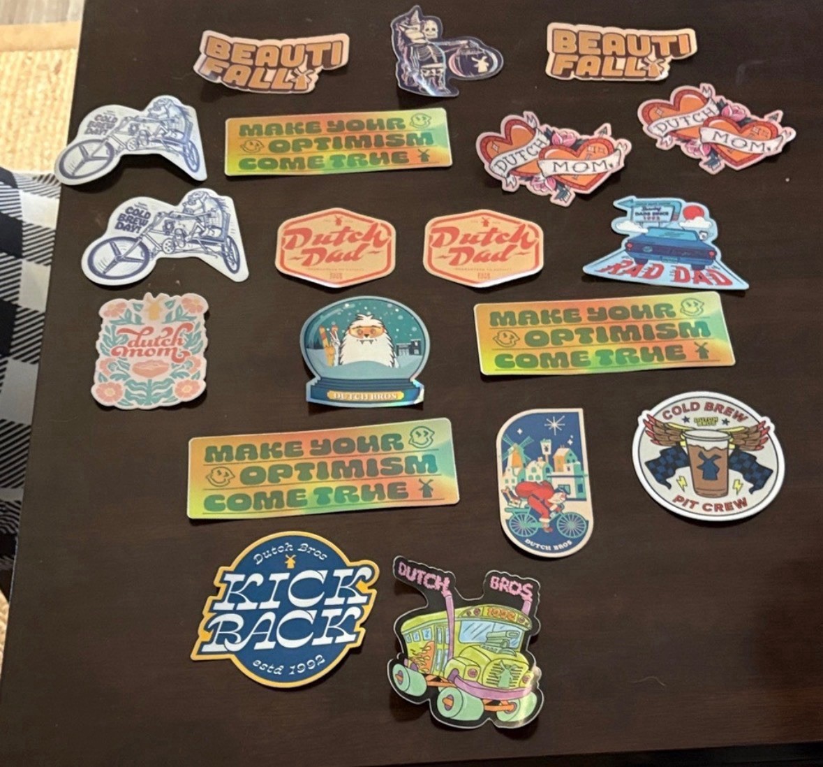 Dutch Bros Vinyl Collectible Sticker Lot Coffee Theme Family Bicycles Cold Brew