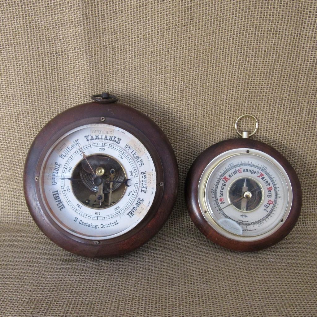 BAROMETERS ~ 2 Vintage Barometers FPOR ~ Swift (England) E. Castaing (Courtrai)