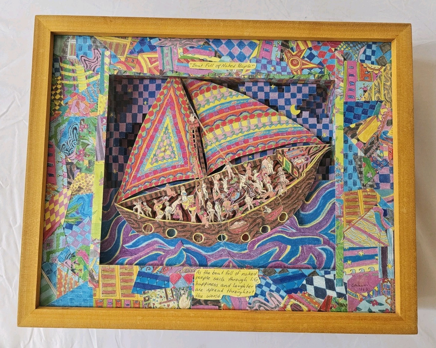 RARE Graham Scarborough Davidson Boat Fill of Naked People  Signed 1999