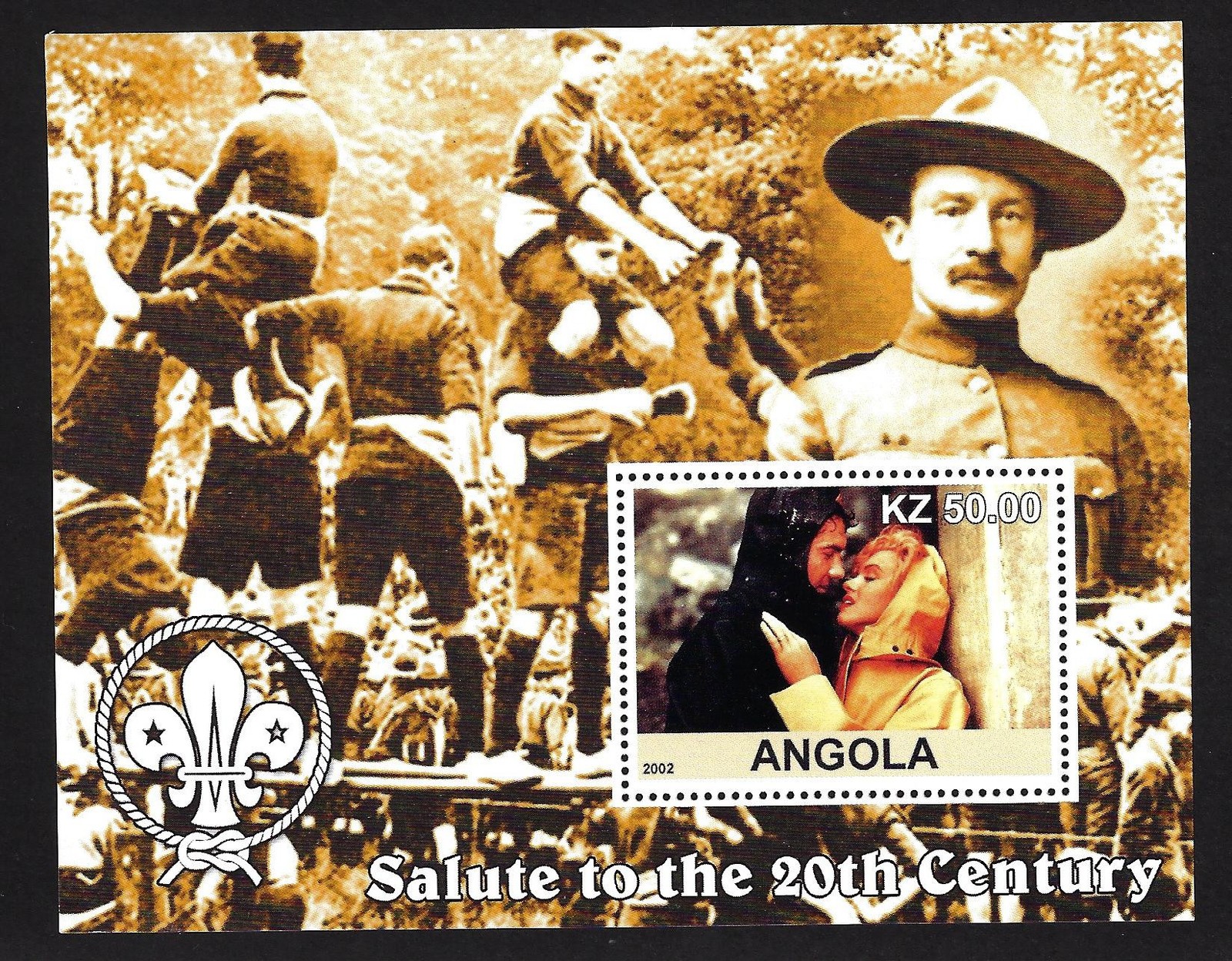 ANGOLA 2002 MNH SOUVENIR SHEET - BADEN-POWELL & MARILYN MONROE