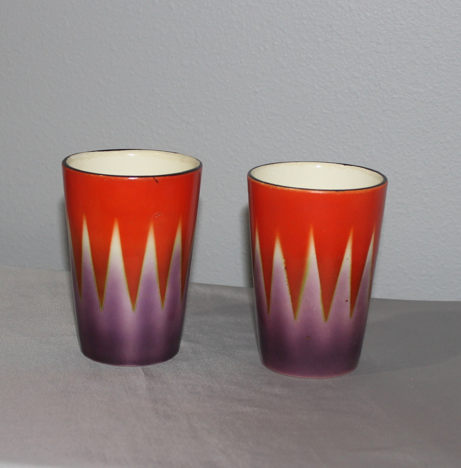 Art Deco Ditmar Urbach Czechoslovakia Flame Tumblers Czech Pottery