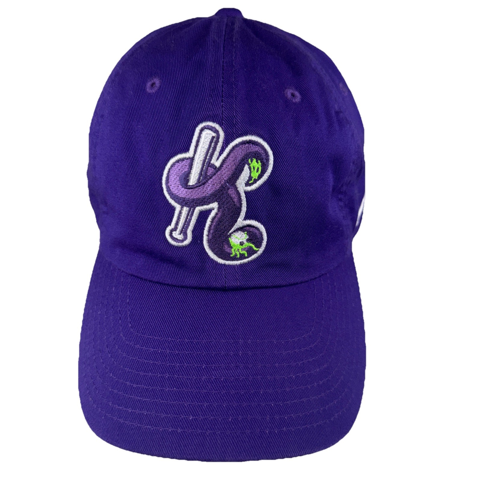 Nike Heritage 86 Purple Snake Bat Logo Hat Cap Lime White Cotton Strap Buckle