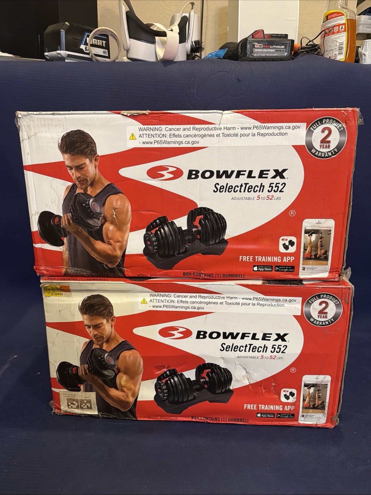Bowflex SelectTech 552 Pair - Adjustable Weights 5 to 52.5 *Not In Recall Range*