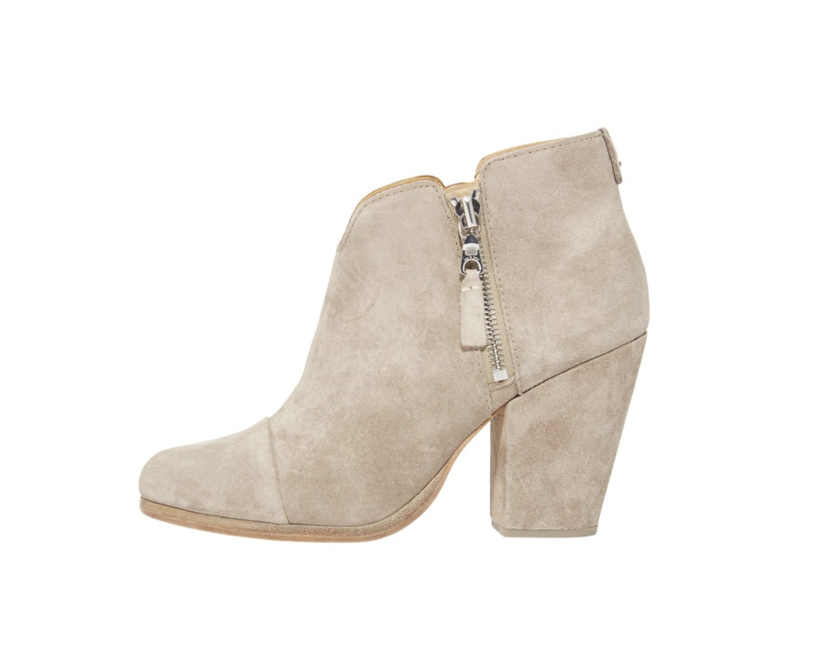 Rag & Bone Margot Stone Beige Suede Zip Ankle Booties Size 38 Women's