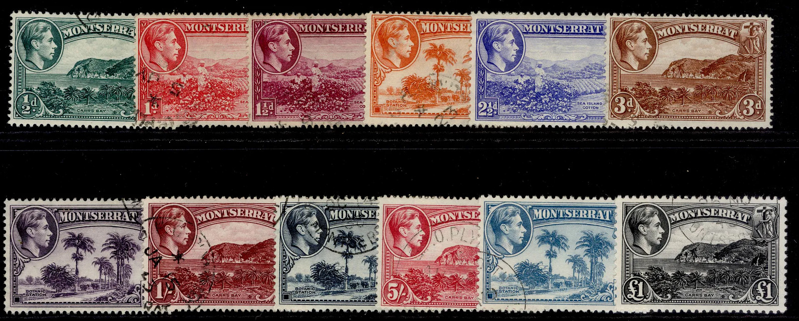 MONTSERRAT GVI SG101a-112, 1938-48 complete set, FINE USED. Cat £90.