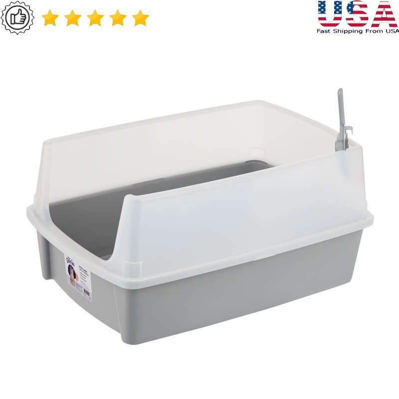 XXL Cat Litter Box High Sided Open Top Effortless Cleaning Multi-Cat Waste Pan