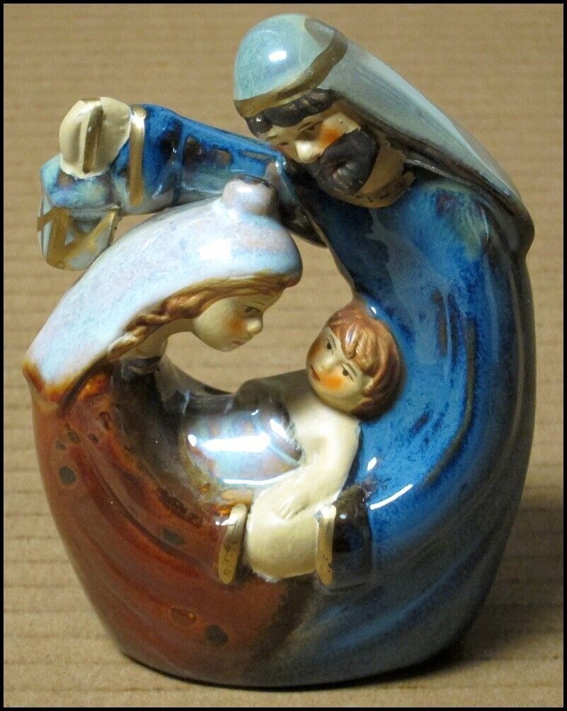 Jesus Mary & Joseph Ceramic Statue 5" Christmas Nativity Holy Family Baby VTG