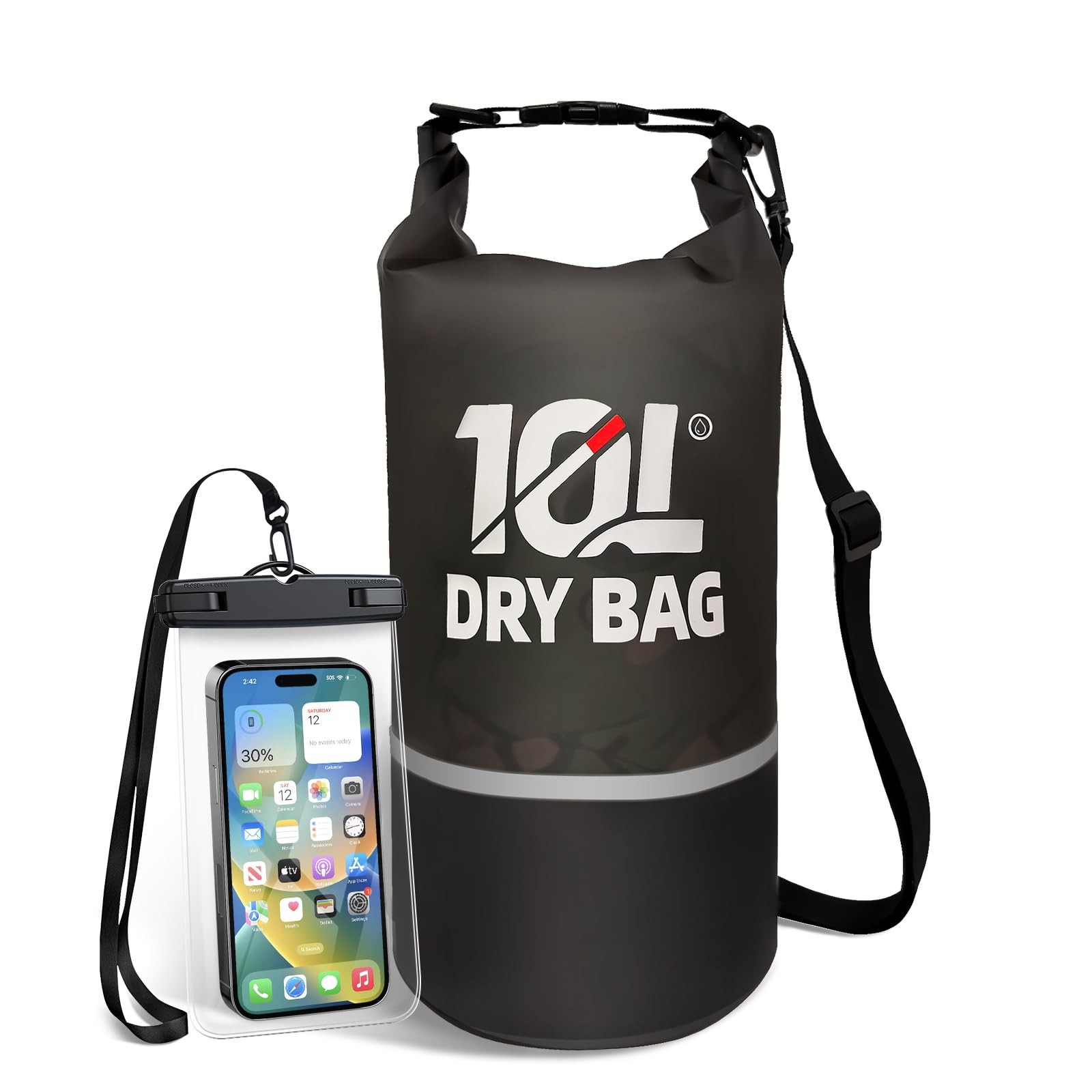10L Waterproof Dry Bag Roll Top Storage Backpack Phone Pouch Travel Swimming
