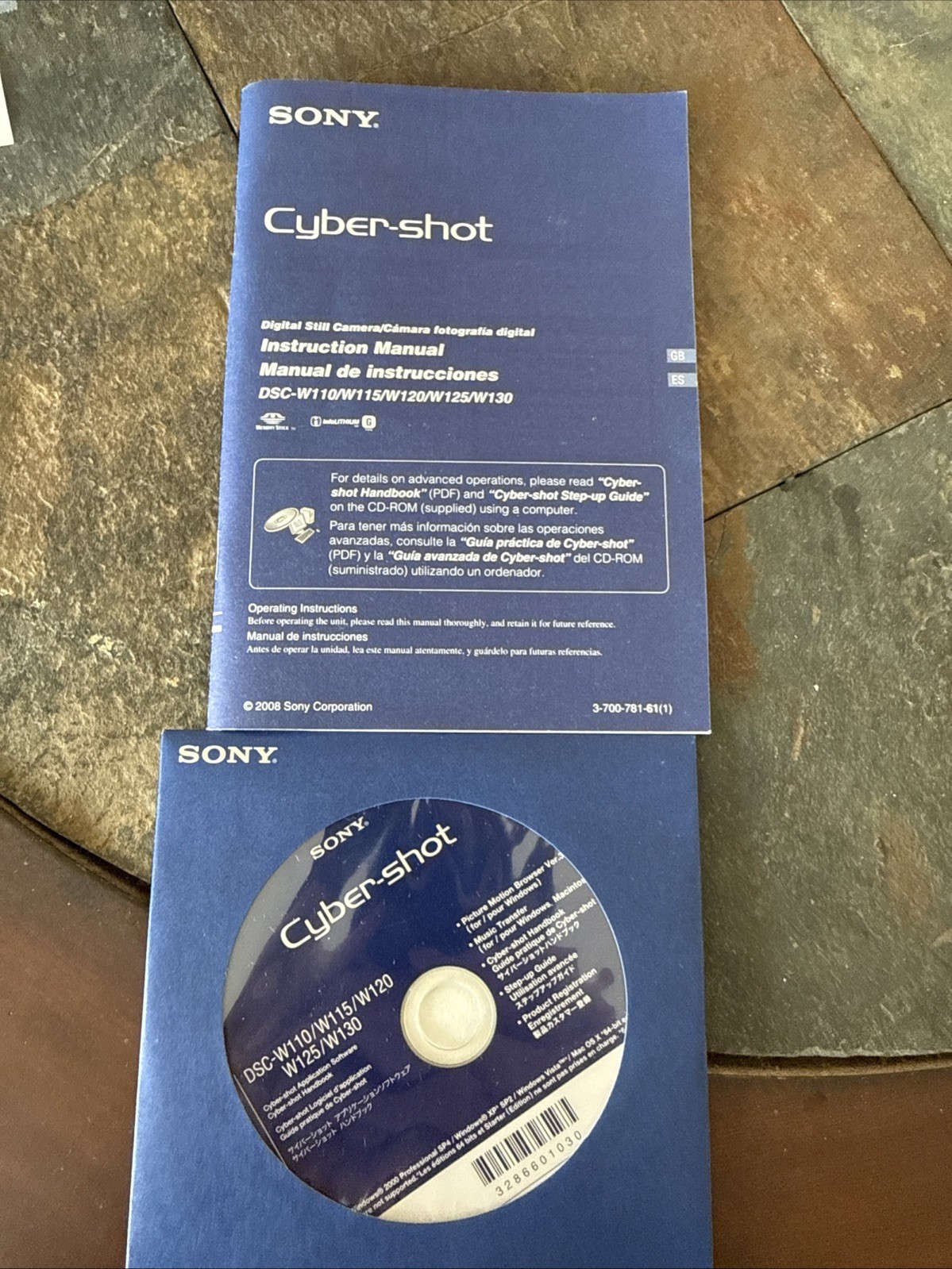 SONY Cyber-Shot Instruction Manual DSC- W110 Handbook CD Software Guide only.