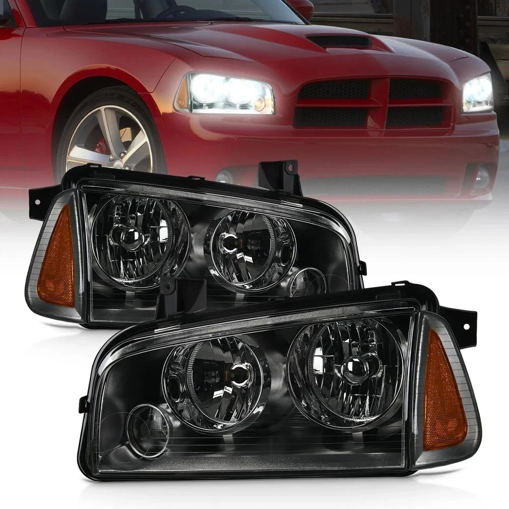 Headlight Assembly Compatible with 2006 2007 2008 2009 2010 Dodge Charger Smoke 