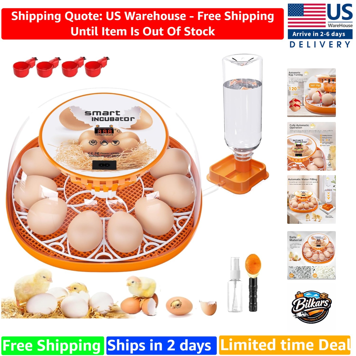 12 Egg Incubator with Automatic Turning & Water Control - Perfect for Poultry