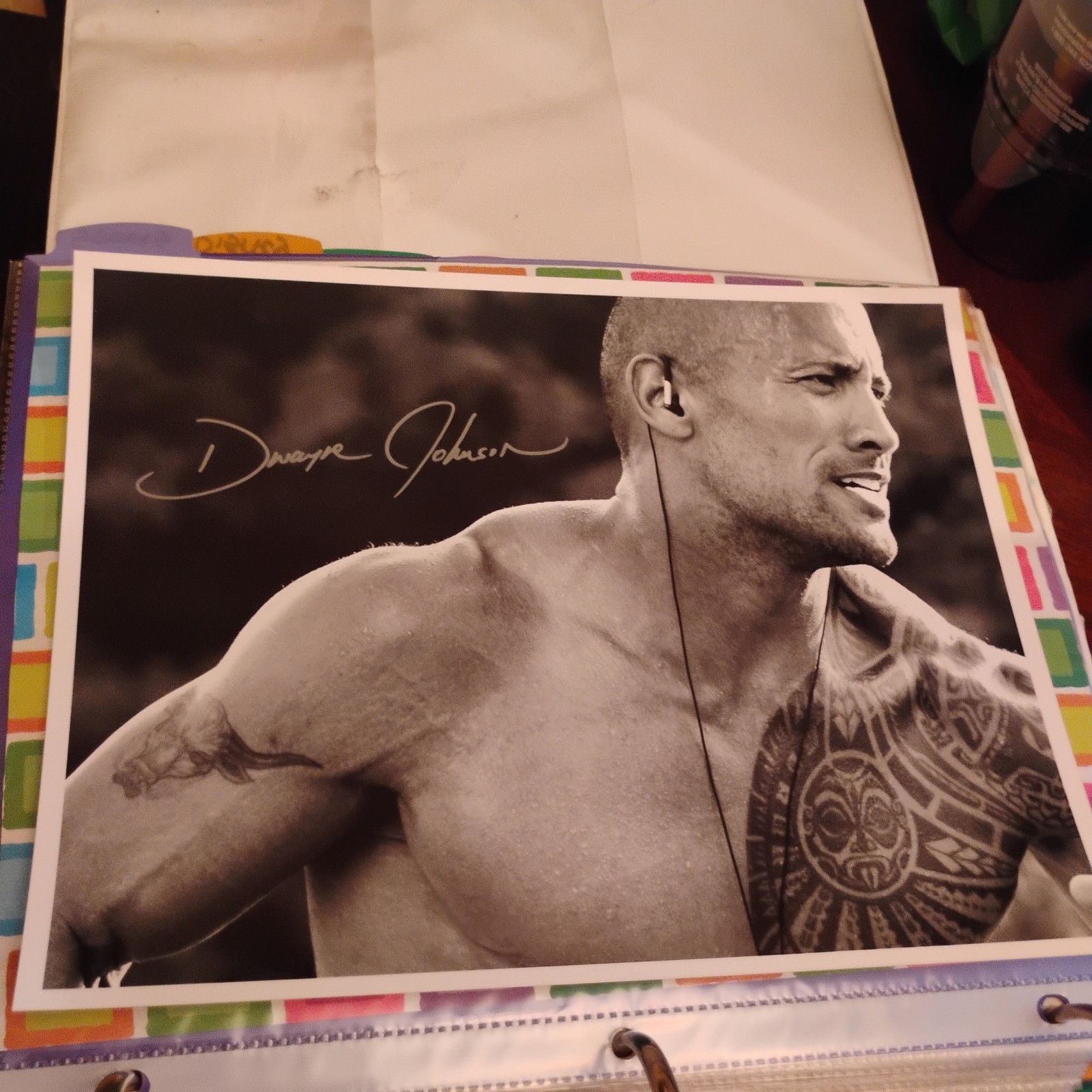 Dwayne Johnson 8 x 11 photo.  Facsimile autograph. 