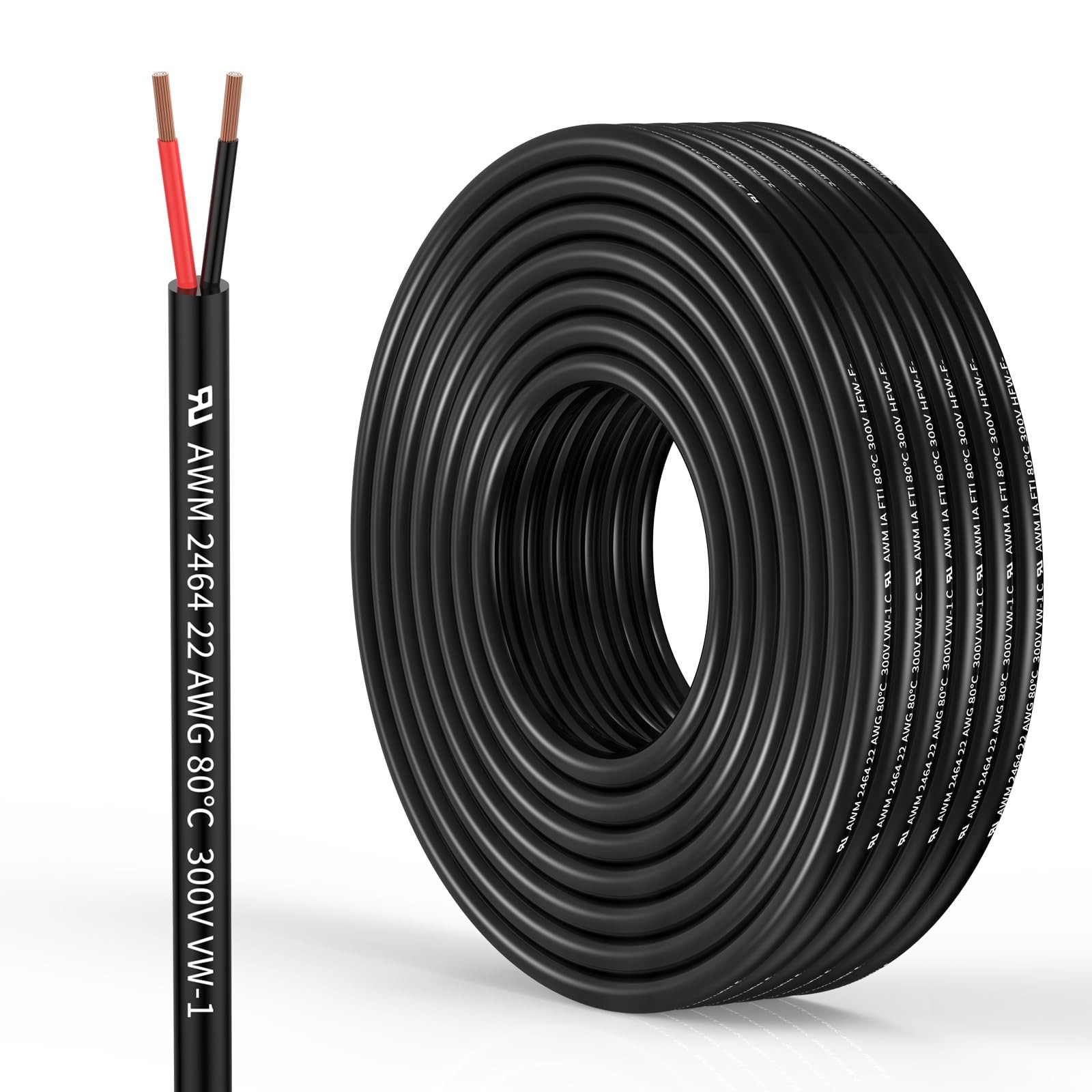 22 Gauge 2 Conductor Electrical Wire 22AWG Electrical Wire Stranded PVC Cord ...