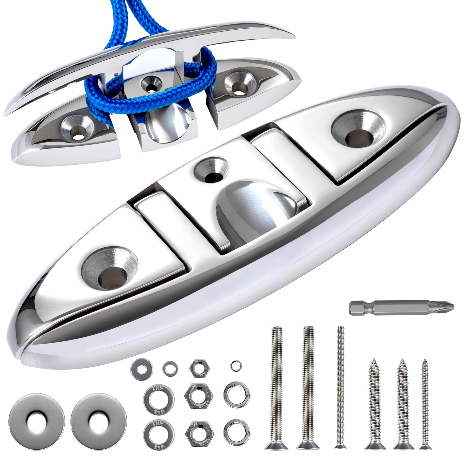 5" / 6" / 8" 316 Stainless Steel Boat Folding Cleats，Flip up Dock Cleat for D...