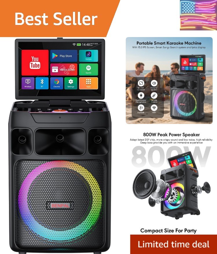 Portable Karaoke Machine with 14 Inch Touch Screen & Lyrics Display, Professi...