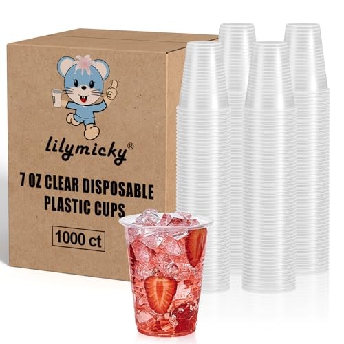  1000 PACK 7 oz Clear Plastic Cups, 7 Ounce Disposable Drinking 7 OZ-1000ct