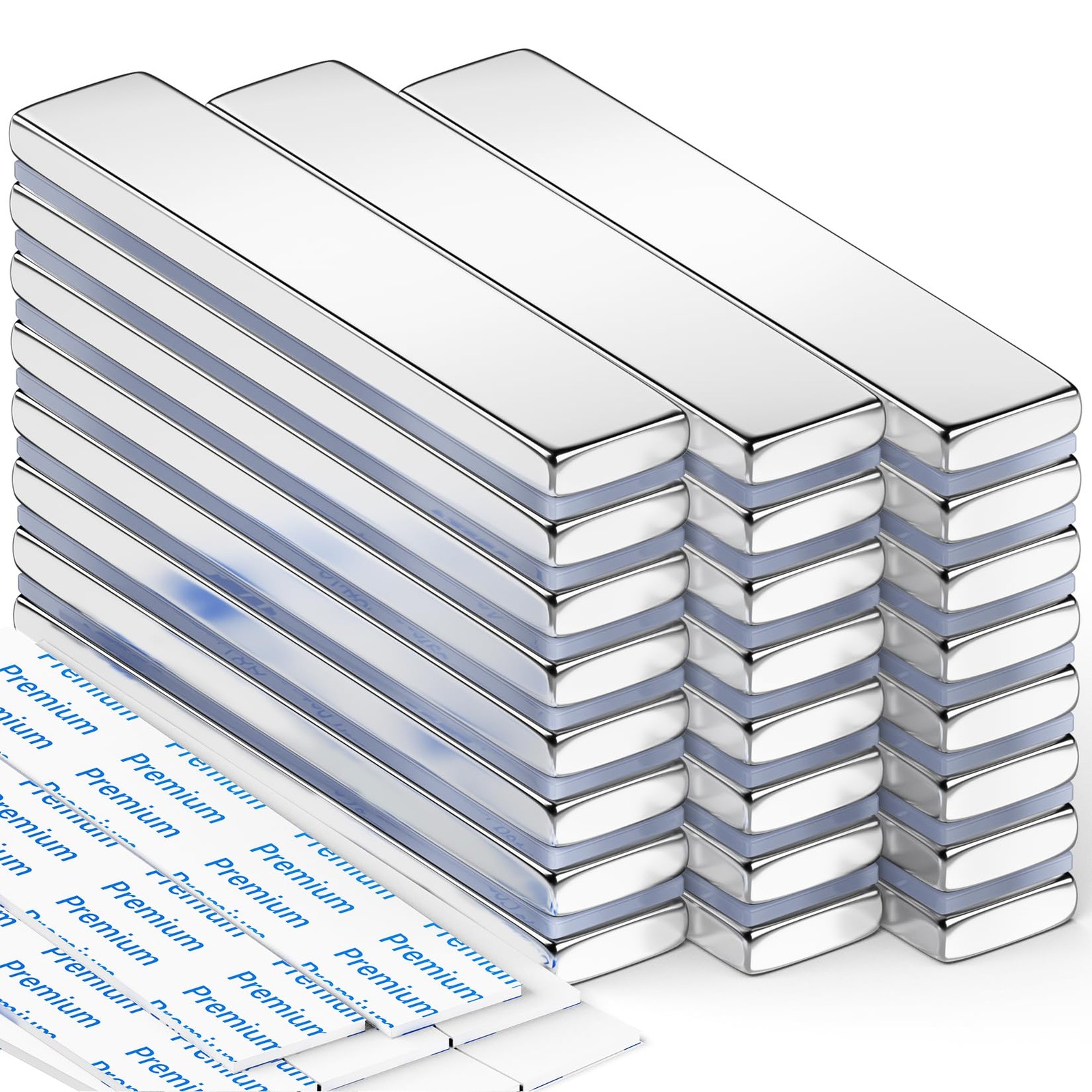 FINDMAG 24 Pack Powerful Neodymium Bar Magnets Rare 60x10x3 -24P, Silver 