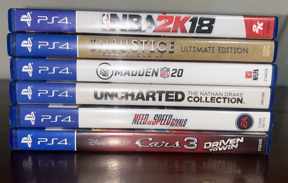 Sony PlayStation 4 PS4 Console, 2 Controllers Red & Blue, 6 Games Bundle