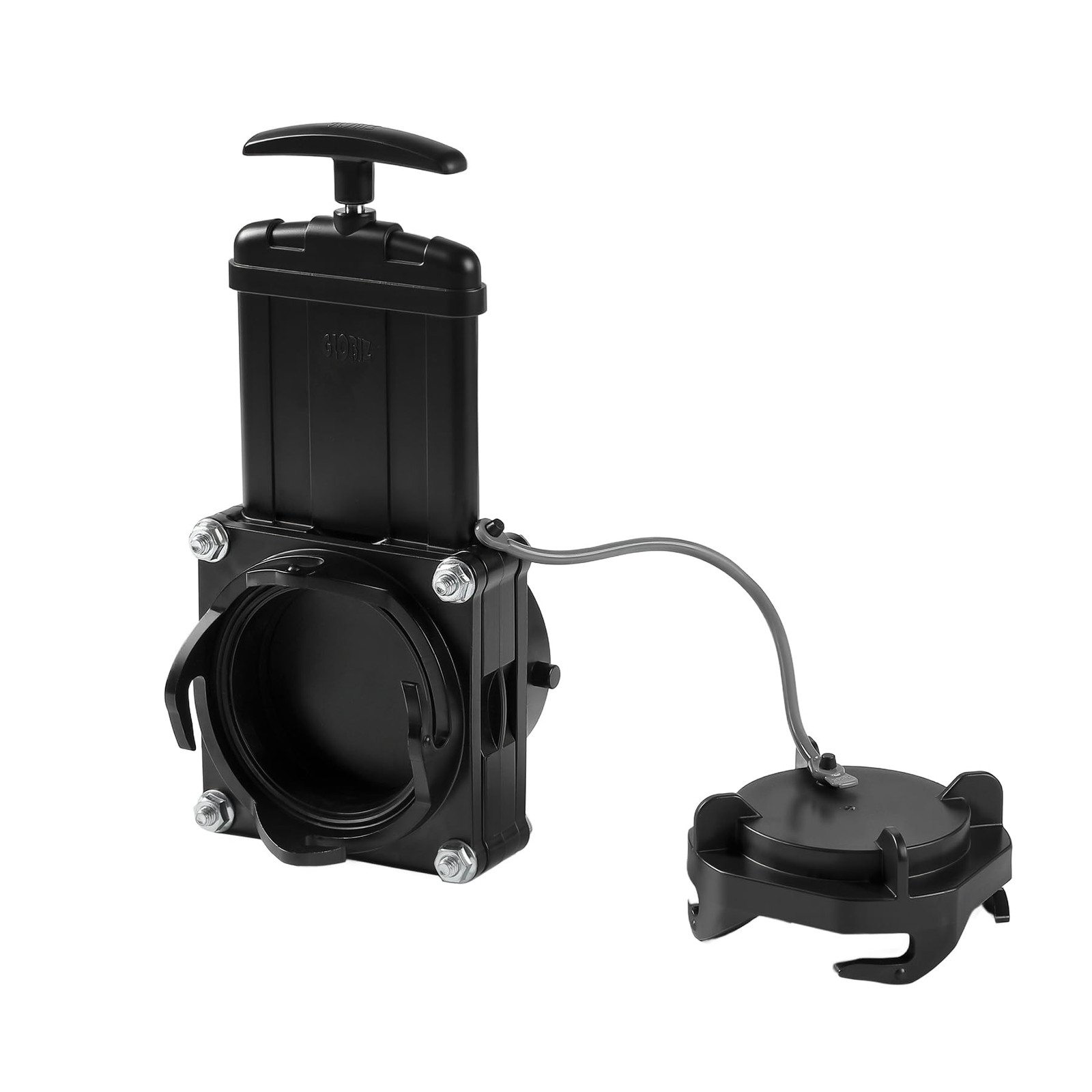 GLOBIZ Short Bayonet Hook Twist-On Waste Valve RV Gate 4x9.5x4 inches, Black 