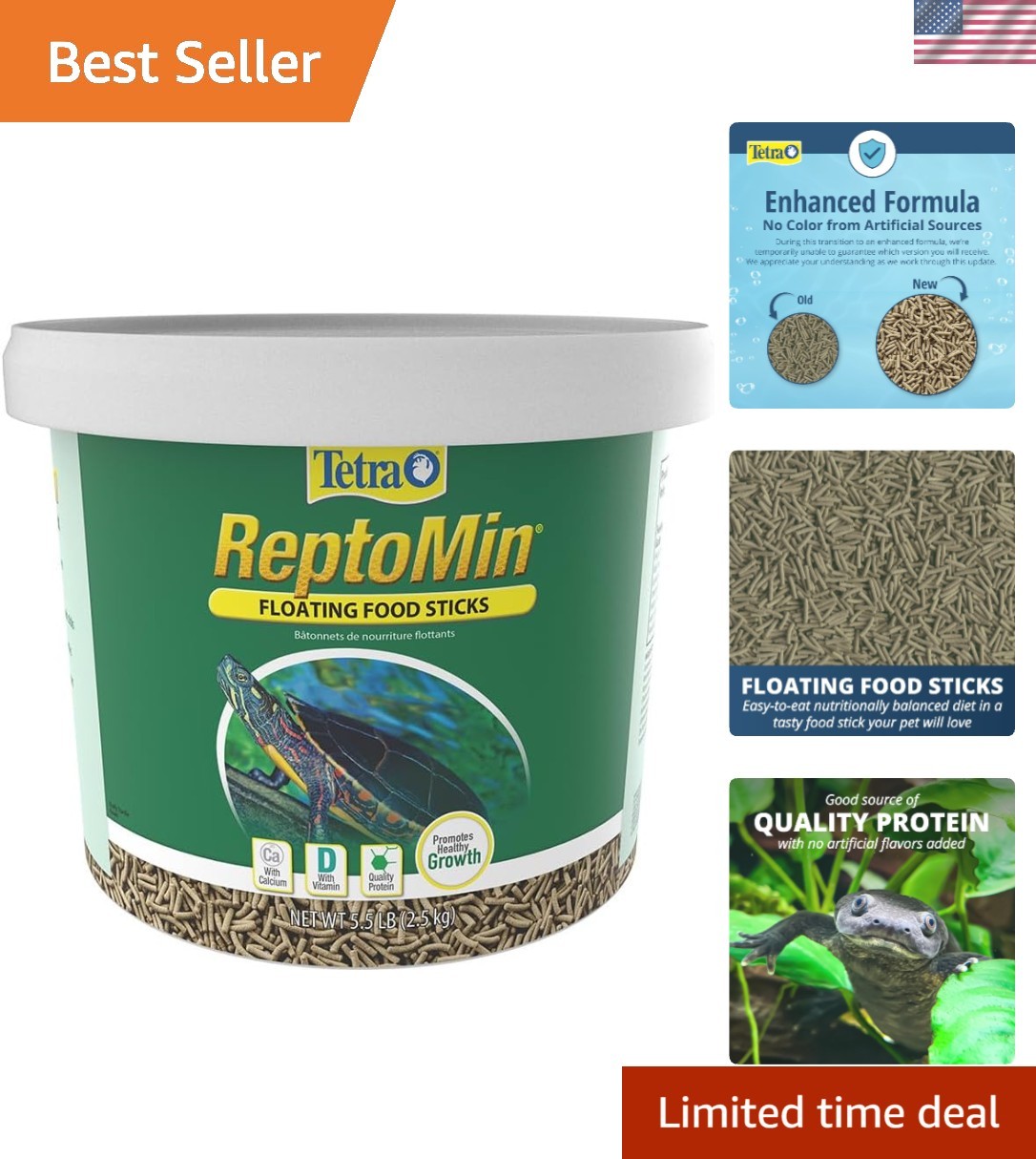 ReptoMin Floating Food Sticks Complete Food for Aquatic Turtles, Newts and Fr...