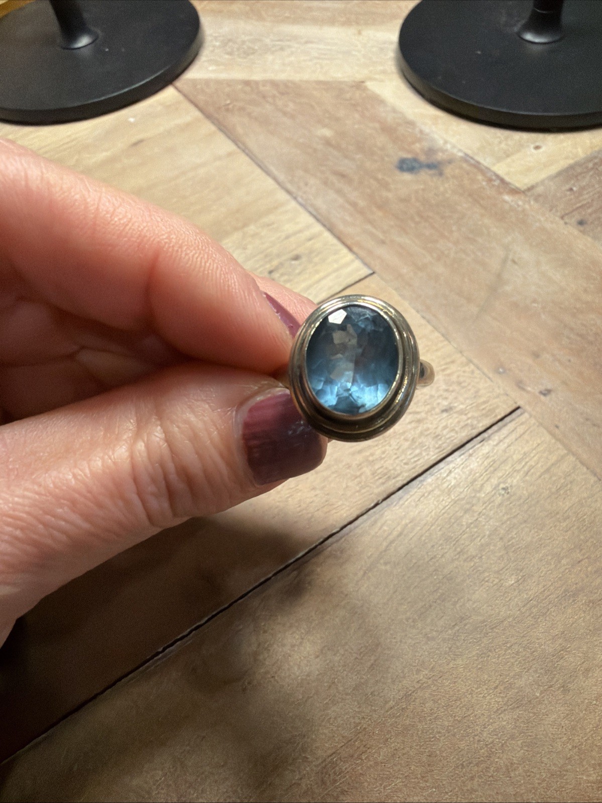 Vintage Sterling Silver Blue Topaz Ring Size 5.5