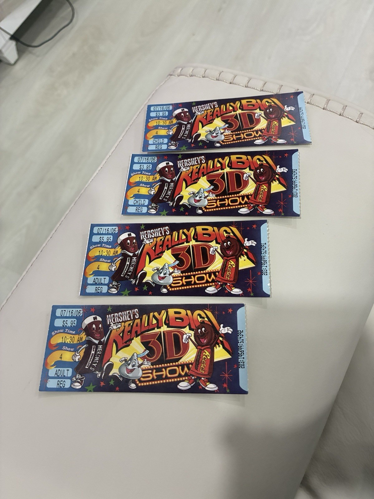 Vintage  2006 Hershey's Really Big 3D Show Ticket Stub (4 TOTAL)
