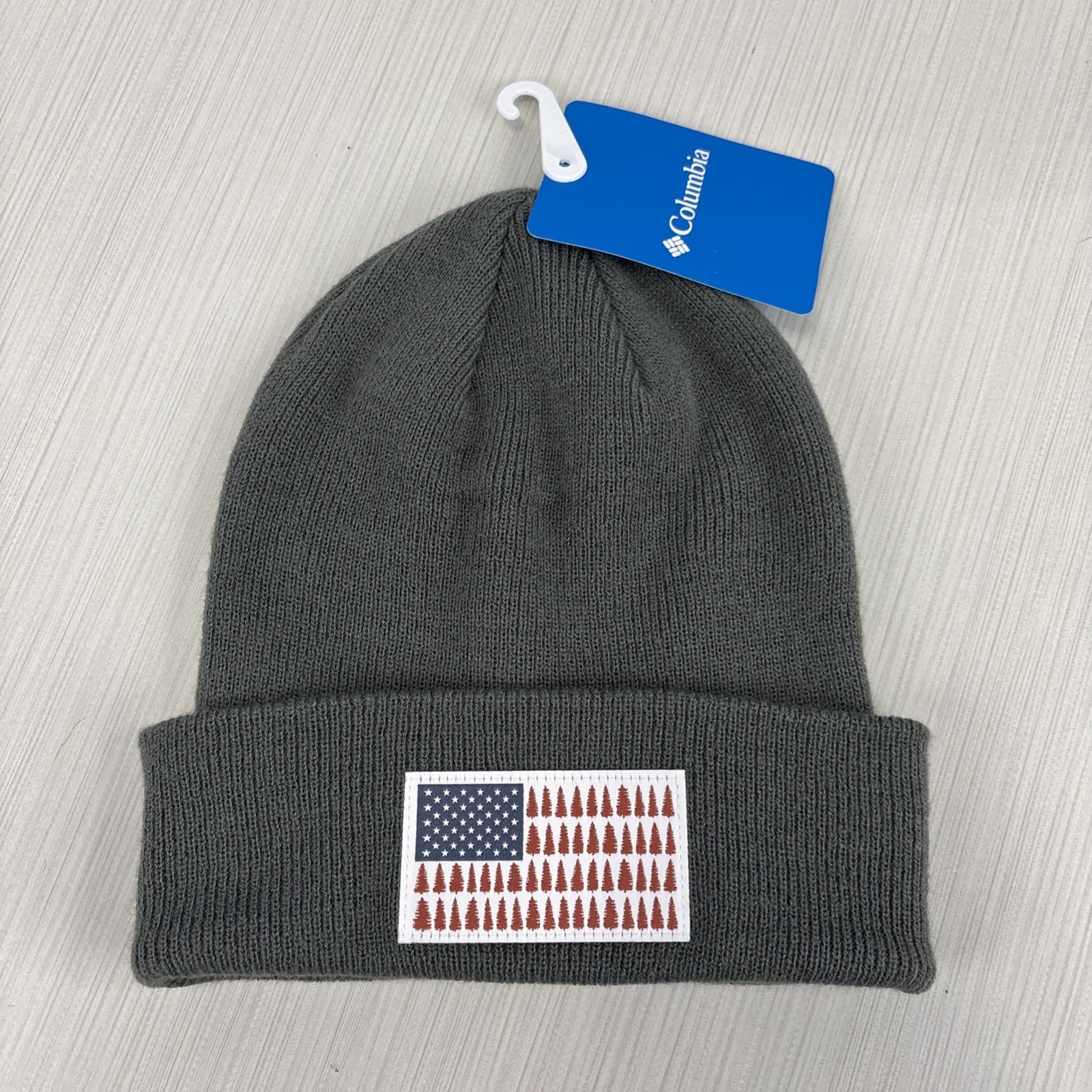 Columbia Tree Flag Cuffed Beanie CU4061-023 Gray One Size NEW