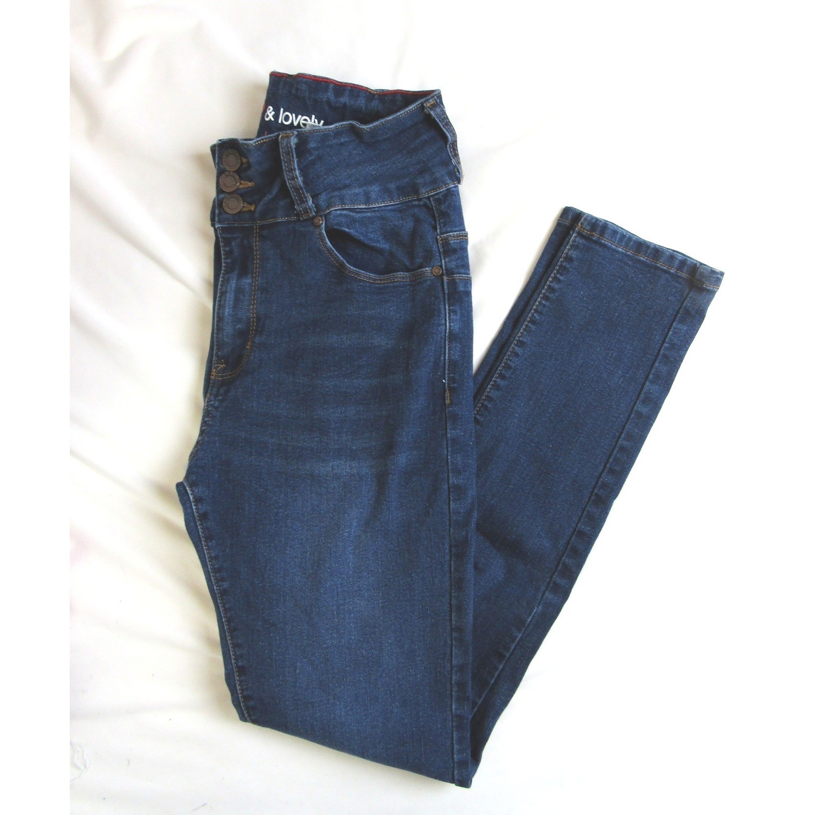 Heart & lovely Jeans Blue High Rise Triple Button Skinny Juniors Size 9