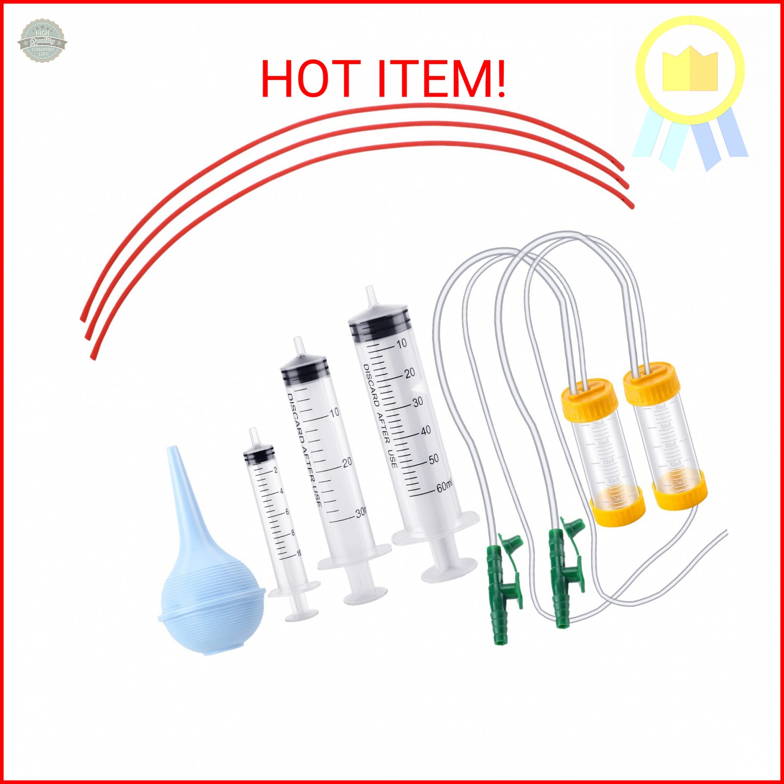 Jutom 9 Pack Puppy Kitten Feeding Tube Kit Includes 3 Pack 8 FR Red Rubber Feedi