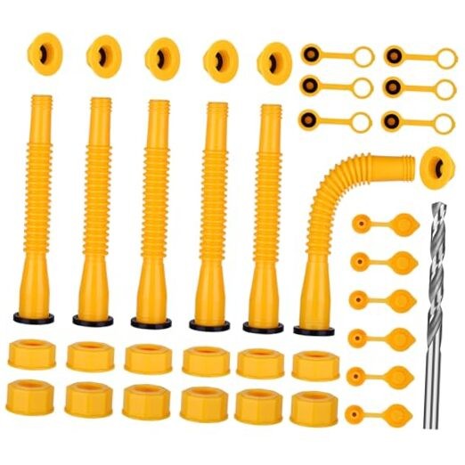 Gas Can Spout Replacement, Gas Can Nozzle Replacement, Upgraded (6Kit-Yellow) 