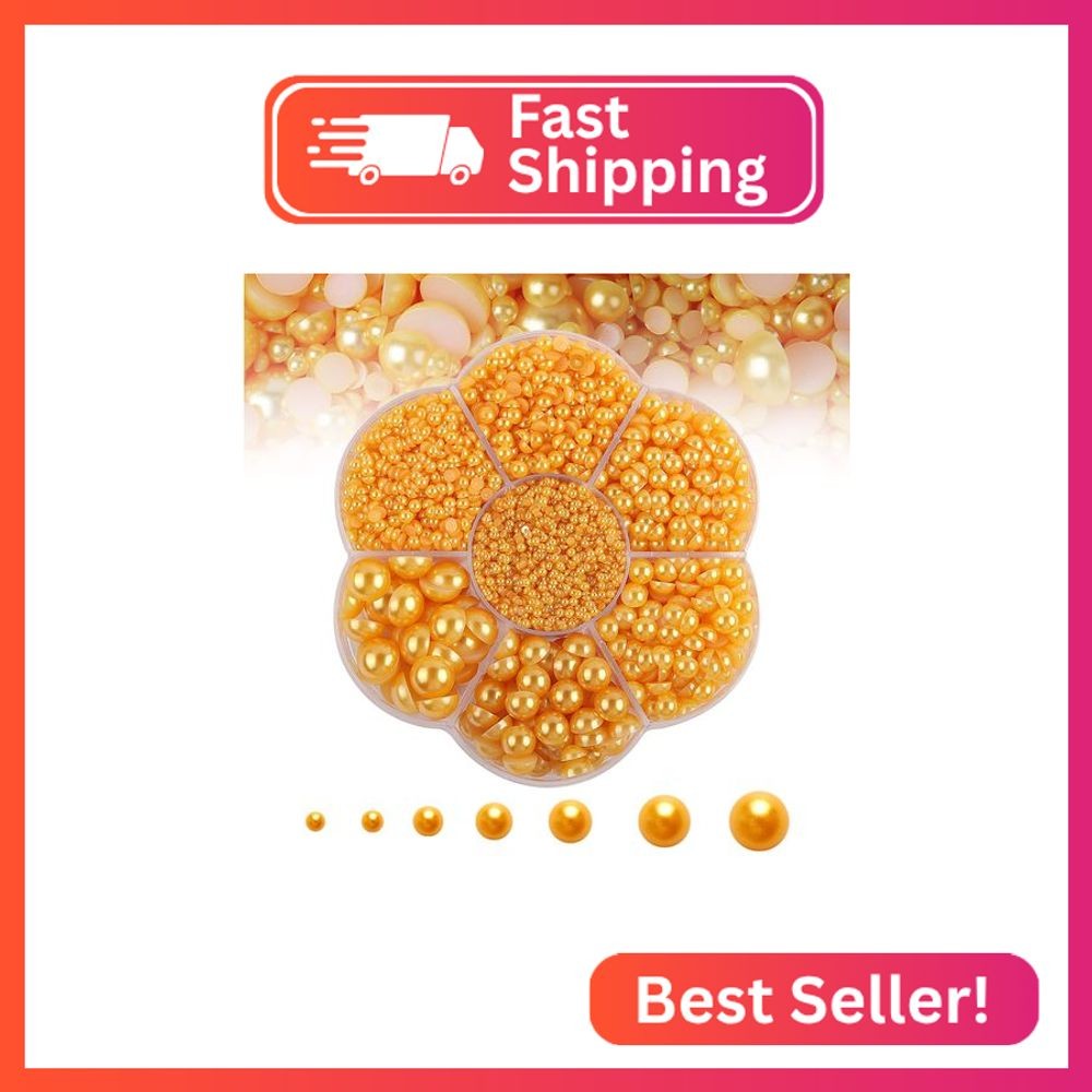 5600PCS Half Round Pearls Flatback Imitation Pearls for Crafts,7 Sizes for DIY N