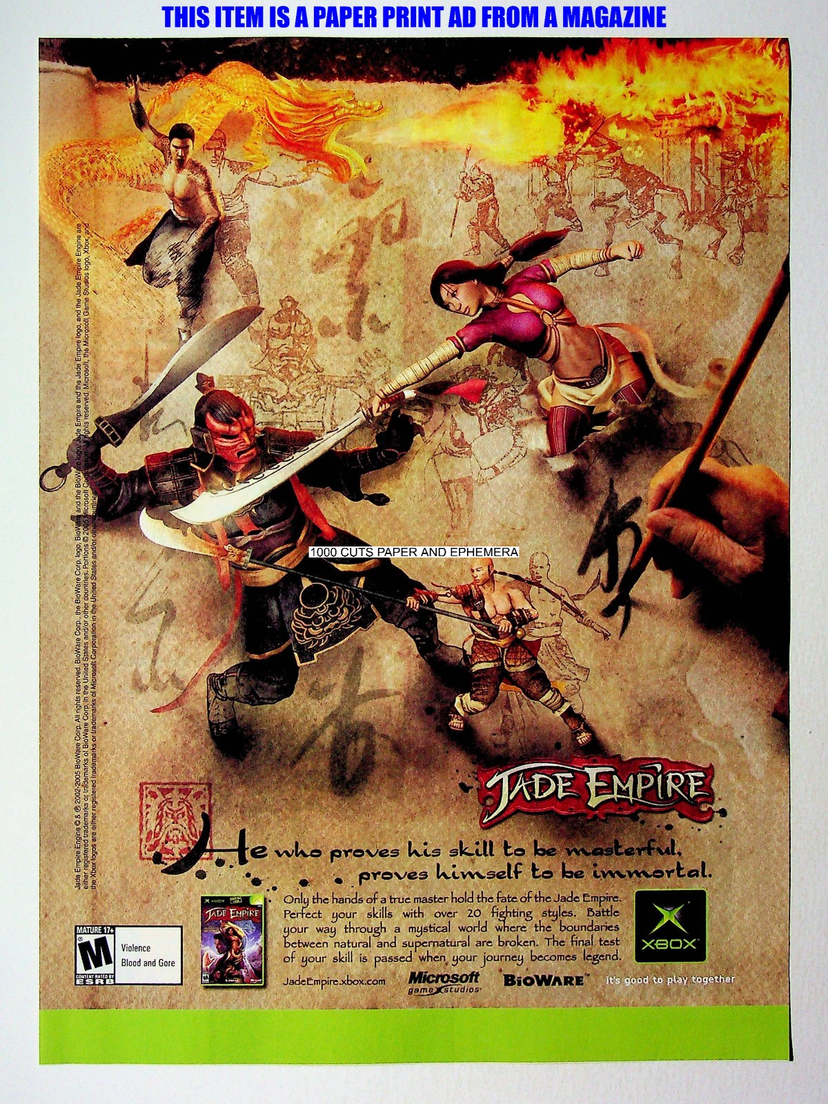 Jade Empire BioWare Xbox 2005 Trade Print Magazine Ad Poster ADVERT