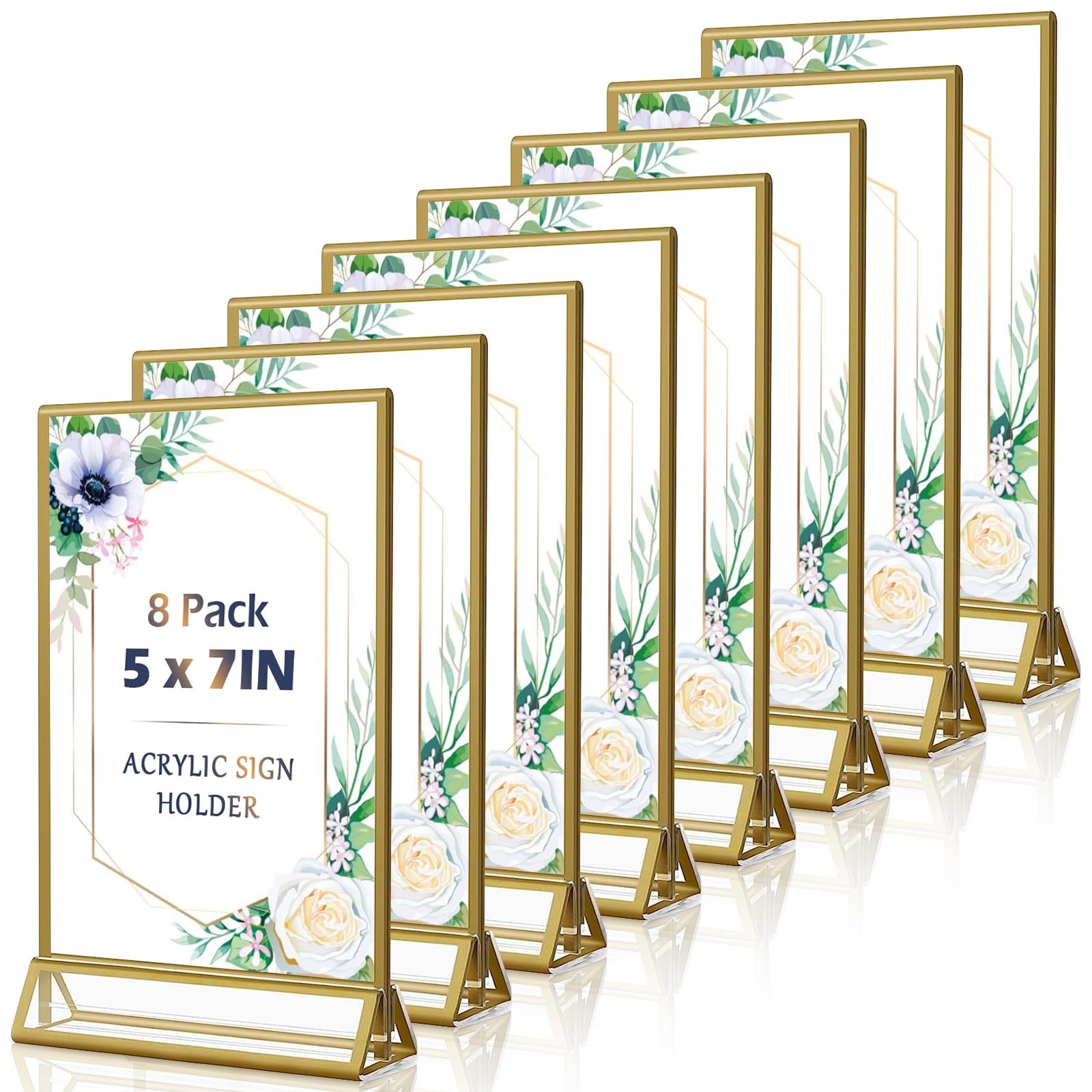 rogeramz 5x7 Gold Table Number Holders Picture Frames Clear Acrylic Sign