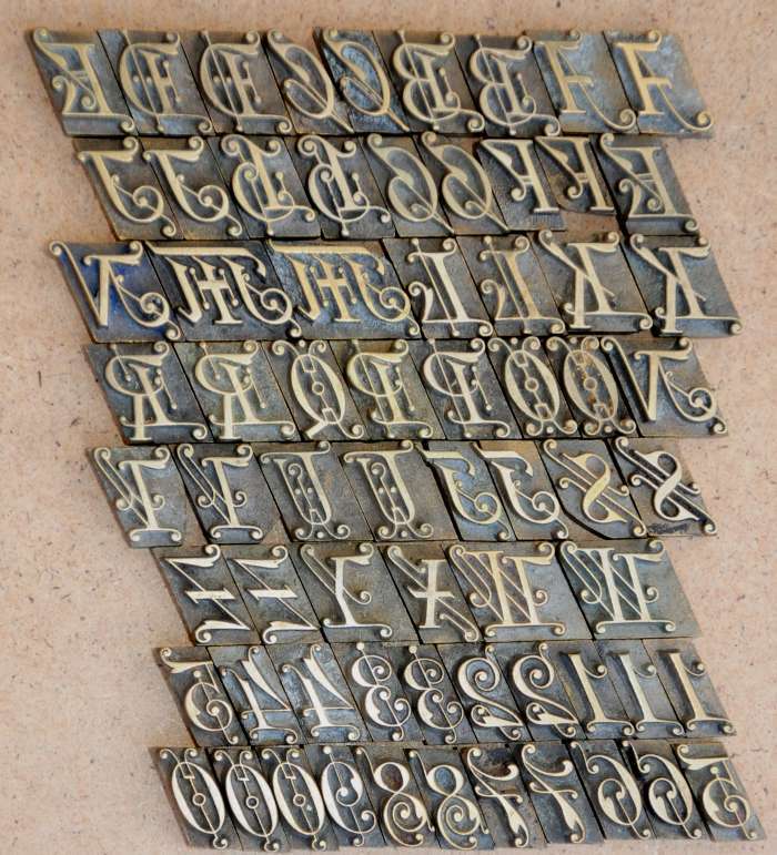 Bookbinding Brass Type set 0.41" embossing gold finishing leather gilding rare